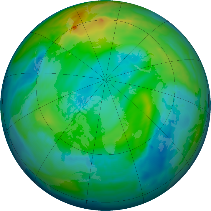Arctic ozone map for 03 December 2013